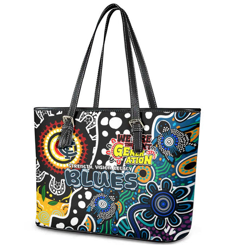 Blues AFL Celebrating 50 Years of Naidoc Leather Tote Bag NAIDOC Week 2025 Aboriginal