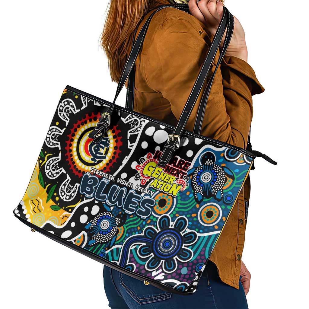 Blues AFL Celebrating 50 Years of Naidoc Leather Tote Bag NAIDOC Week 2025 Aboriginal