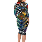 Personalised Blues AFL Celebrating 50 Years of Naidoc Long Sleeve Bodycon Dress NAIDOC Week 2025 Aboriginal
