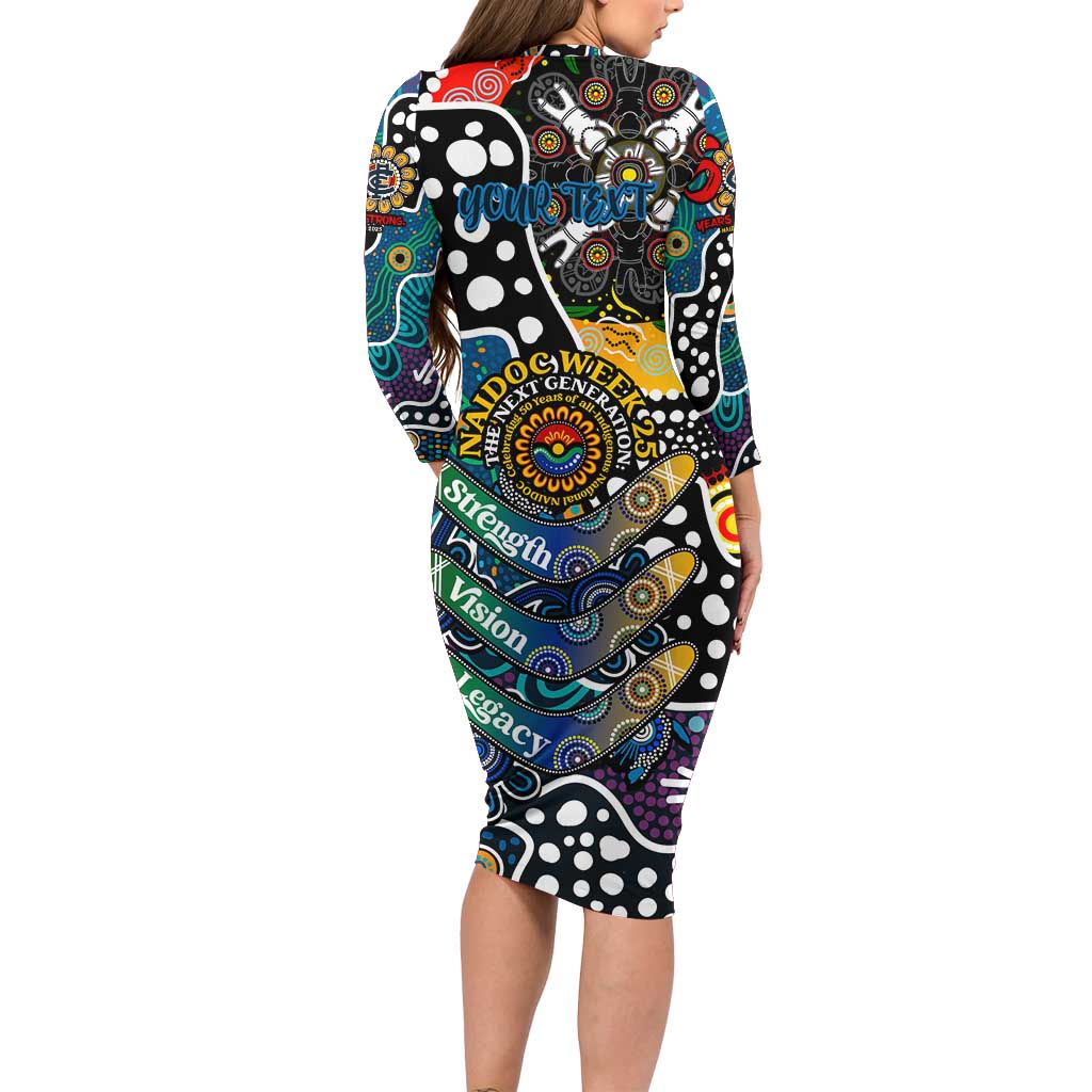 Personalised Blues AFL Celebrating 50 Years of Naidoc Long Sleeve Bodycon Dress NAIDOC Week 2025 Aboriginal