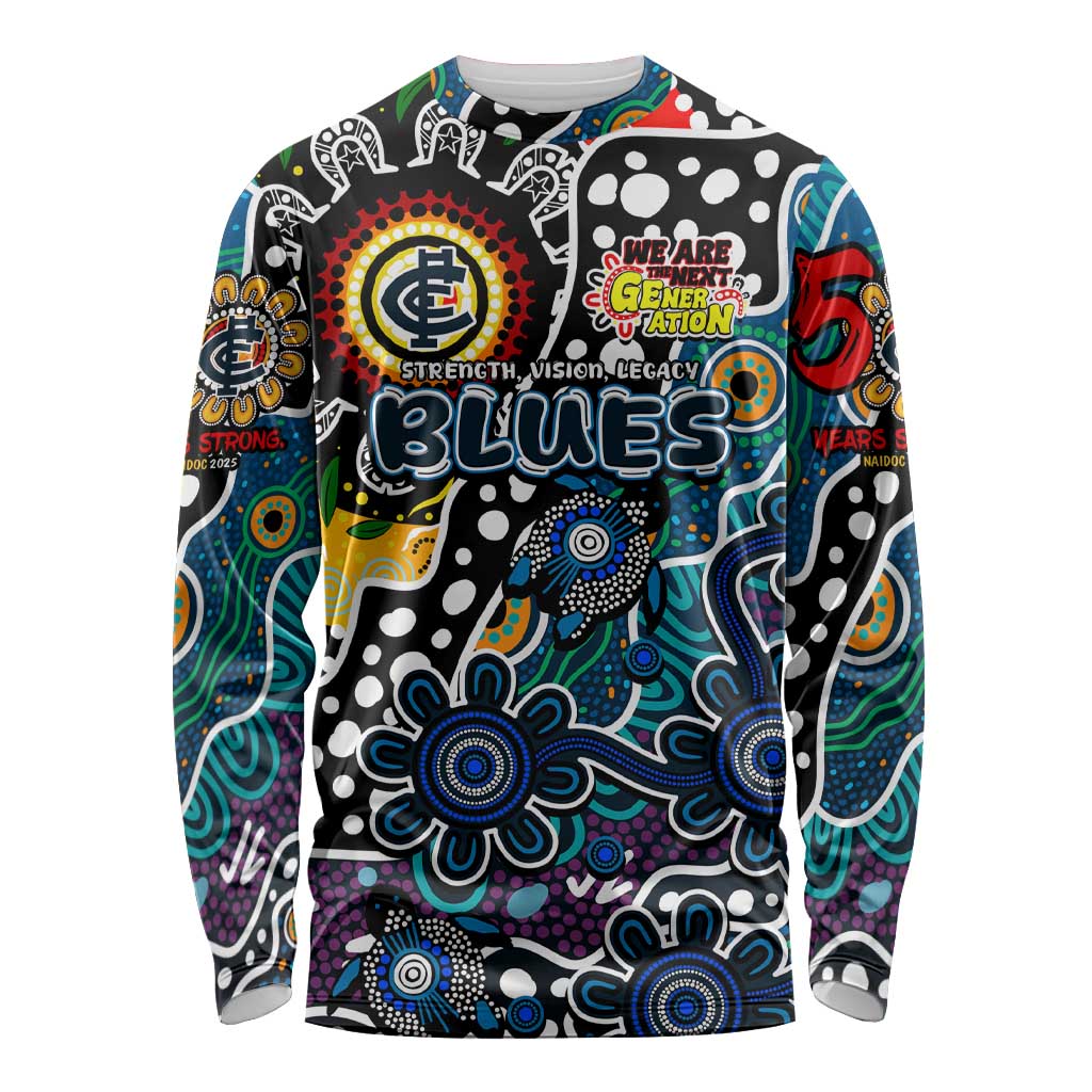 Personalised Blues AFL Celebrating 50 Years of Naidoc Long Sleeve Shirt NAIDOC Week 2025 Aboriginal