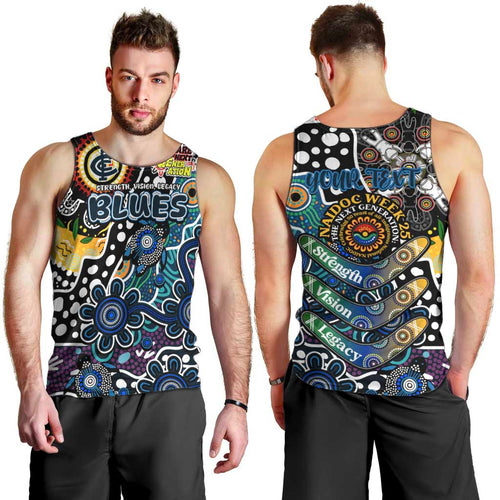 Personalised Blues AFL Celebrating 50 Years of Naidoc Men Tank Top NAIDOC Week 2025 Aboriginal