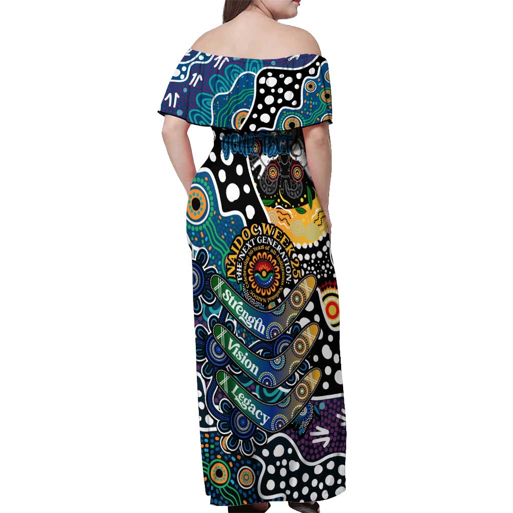 Personalised Blues AFL Celebrating 50 Years of Naidoc Off Shoulder Maxi Dress NAIDOC Week 2025 Aboriginal