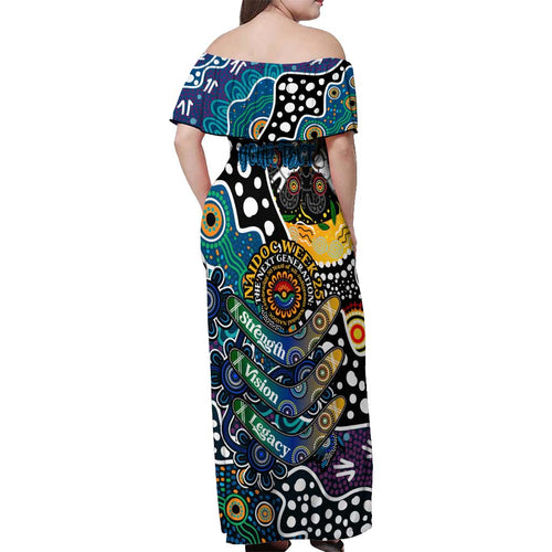 Personalised Blues AFL Celebrating 50 Years of Naidoc Off Shoulder Maxi Dress NAIDOC Week 2025 Aboriginal