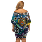 Personalised Blues AFL Celebrating 50 Years of Naidoc Off Shoulder Short Dress NAIDOC Week 2025 Aboriginal