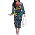 Personalised Blues AFL Celebrating 50 Years of Naidoc Off The Shoulder Long Sleeve Dress NAIDOC Week 2025 Aboriginal