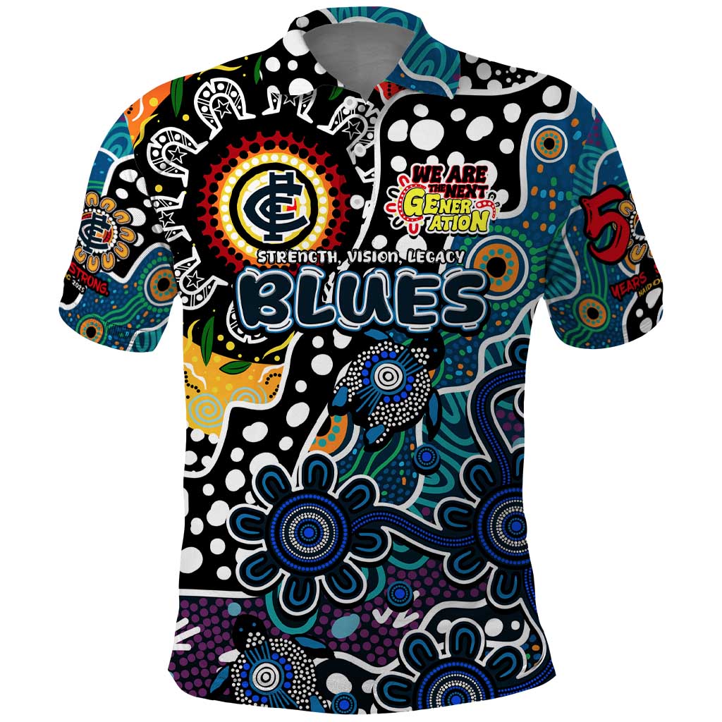 Personalised Blues AFL Celebrating 50 Years of Naidoc Polo Shirt NAIDOC Week 2025 Aboriginal