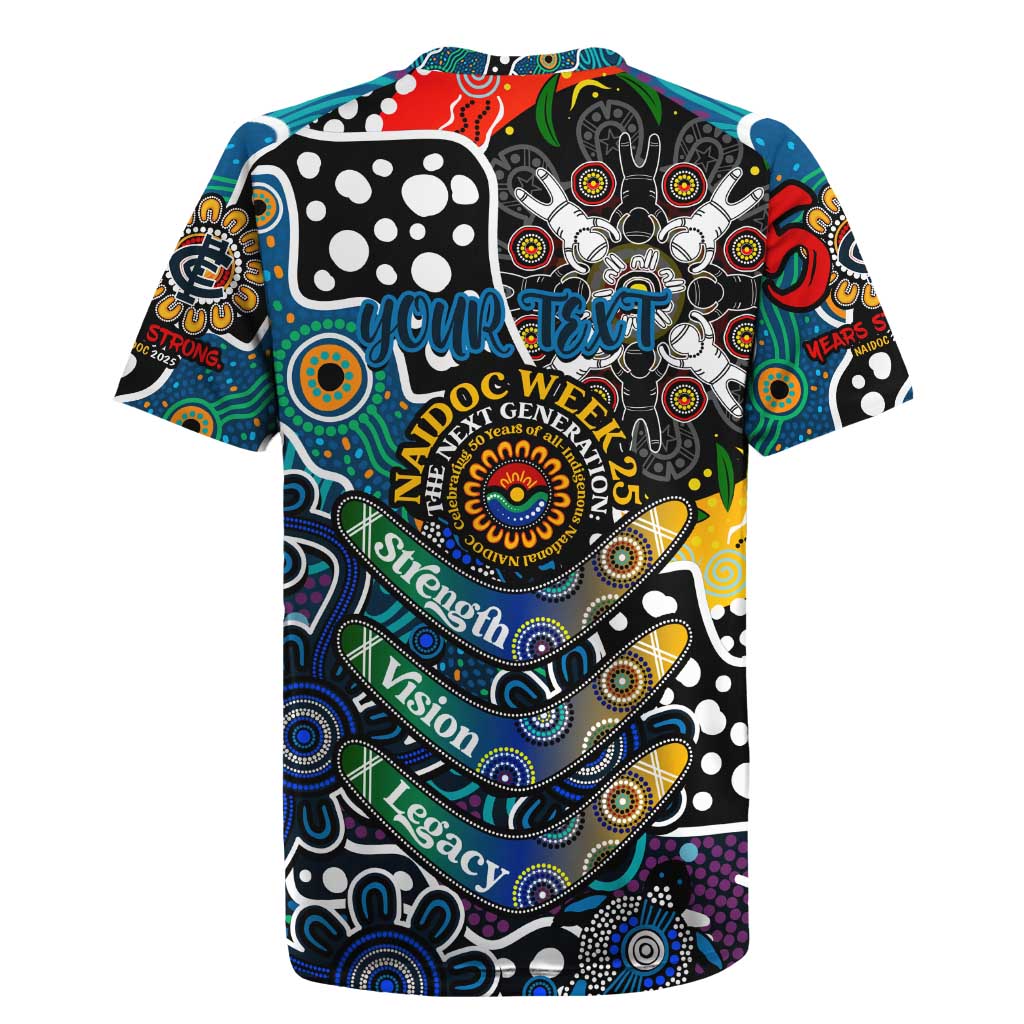 Personalised Blues AFL Celebrating 50 Years of Naidoc Rugby Jersey NAIDOC Week 2025 Aboriginal