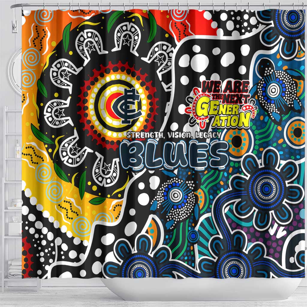 Blues AFL Celebrating 50 Years of Naidoc Shower Curtain NAIDOC Week 2025 Aboriginal