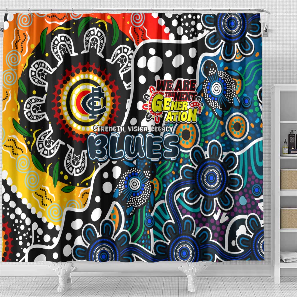Blues AFL Celebrating 50 Years of Naidoc Shower Curtain NAIDOC Week 2025 Aboriginal