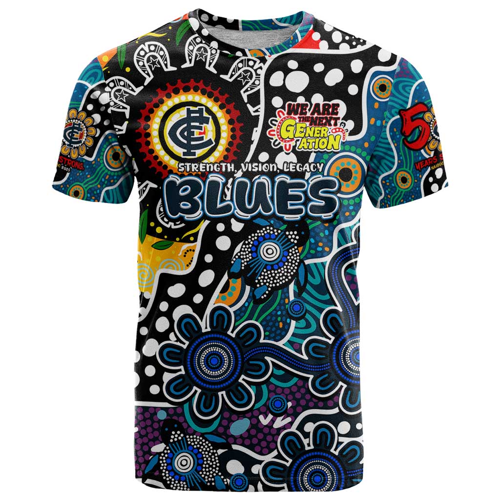 Personalised Blues AFL Celebrating 50 Years of Naidoc T Shirt NAIDOC Week 2025 Aboriginal
