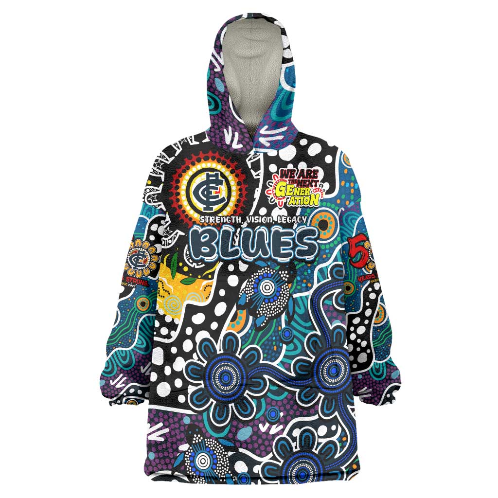 Personalised Blues AFL Celebrating 50 Years of Naidoc Wearable Blanket Hoodie NAIDOC Week 2025 Aboriginal