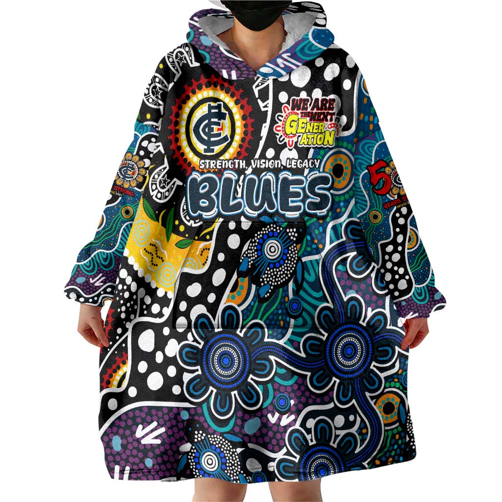 Personalised Blues AFL Celebrating 50 Years of Naidoc Wearable Blanket Hoodie NAIDOC Week 2025 Aboriginal