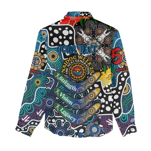 Personalised Blues AFL Celebrating 50 Years of Naidoc Women Casual Shirt NAIDOC Week 2025 Aboriginal