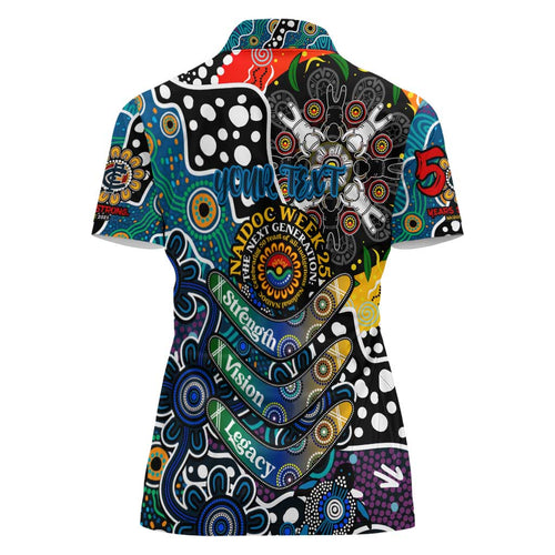 Personalised Blues AFL Celebrating 50 Years of Naidoc Women Polo Shirt NAIDOC Week 2025 Aboriginal