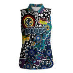 Personalised Blues AFL Celebrating 50 Years of Naidoc Women Sleeveless Polo Shirt NAIDOC Week 2025 Aboriginal