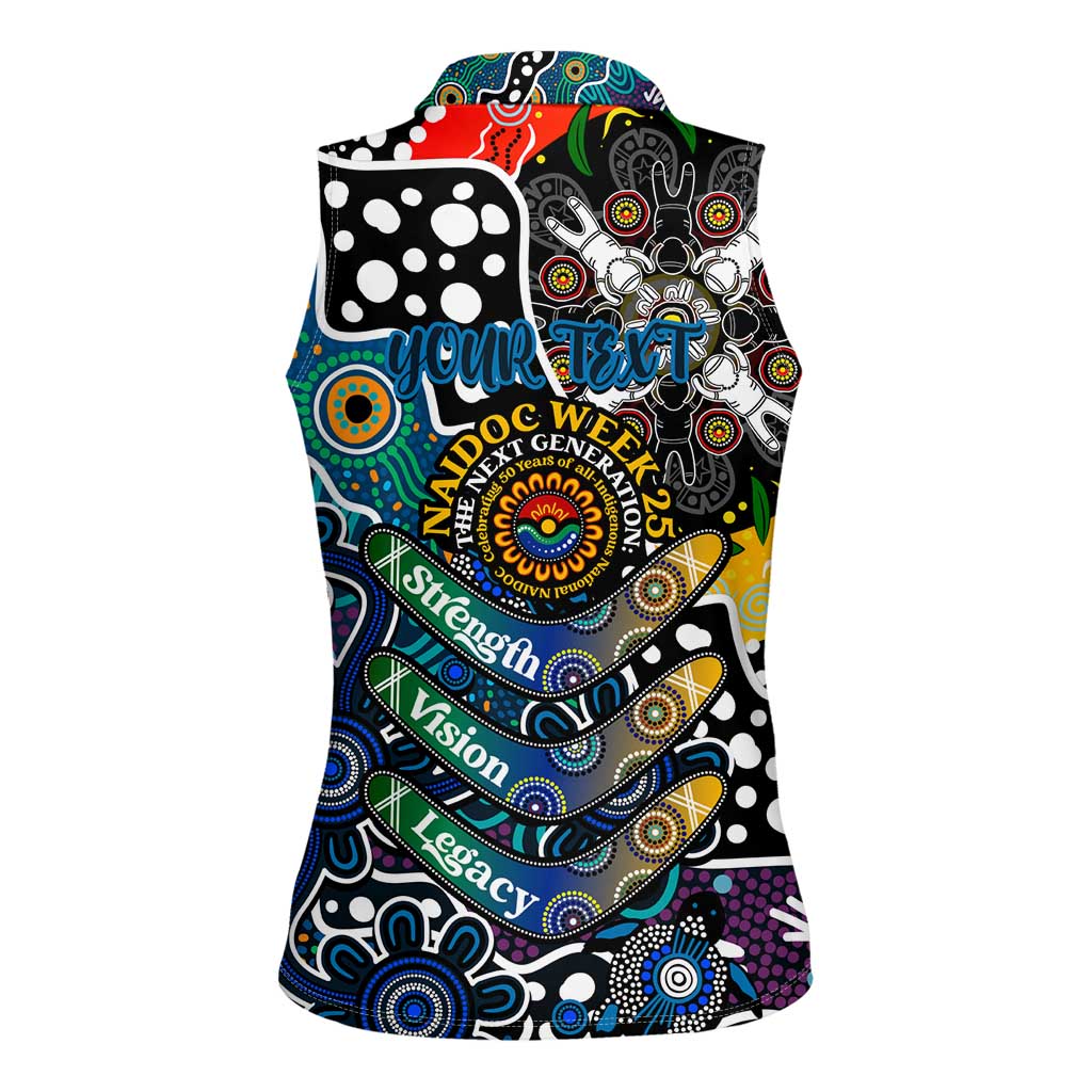 Personalised Blues AFL Celebrating 50 Years of Naidoc Women Sleeveless Polo Shirt NAIDOC Week 2025 Aboriginal