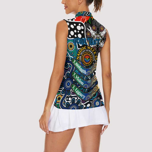 Personalised Blues AFL Celebrating 50 Years of Naidoc Women Sleeveless Polo Shirt NAIDOC Week 2025 Aboriginal