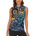Personalised Blues AFL Celebrating 50 Years of Naidoc Women Sleeveless Polo Shirt NAIDOC Week 2025 Aboriginal