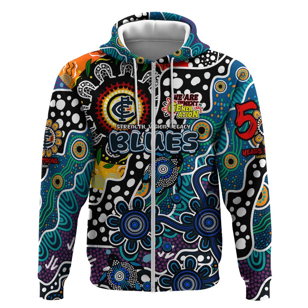 Personalised Blues AFL Celebrating 50 Years of Naidoc Zip Hoodie NAIDOC Week 2025 Aboriginal