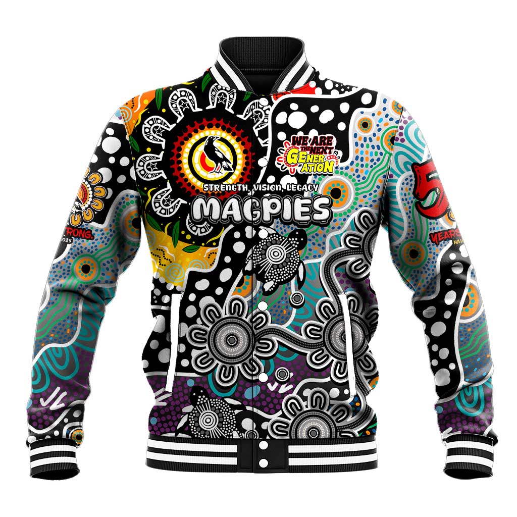 Personalised Magpies AFL Celebrating 50 Years of Naidoc Baseball Jacket NAIDOC Week 2025 Aboriginal