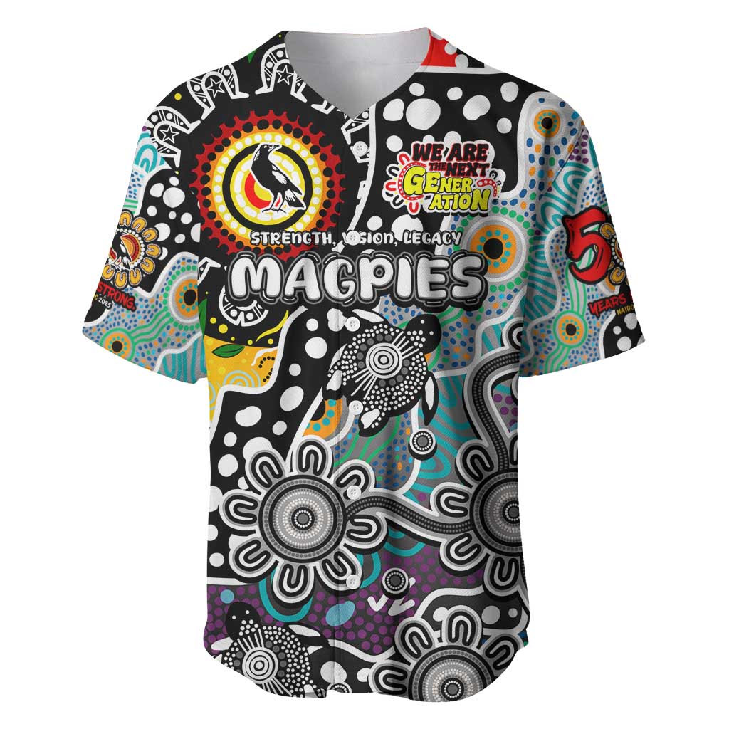 Personalised Magpies AFL Celebrating 50 Years of Naidoc Baseball Jersey NAIDOC Week 2025 Aboriginal