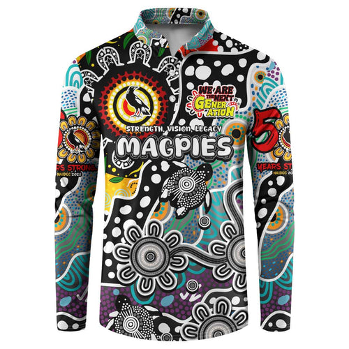 Personalised Magpies AFL Celebrating 50 Years of Naidoc Button Sweatshirt NAIDOC Week 2025 Aboriginal
