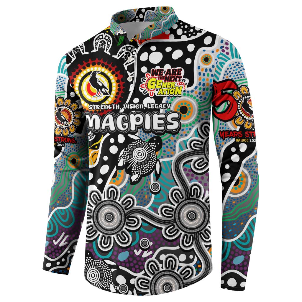 Personalised Magpies AFL Celebrating 50 Years of Naidoc Button Sweatshirt NAIDOC Week 2025 Aboriginal