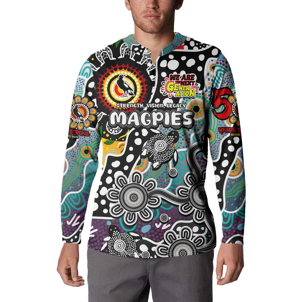 Personalised Magpies AFL Celebrating 50 Years of Naidoc Button Sweatshirt NAIDOC Week 2025 Aboriginal