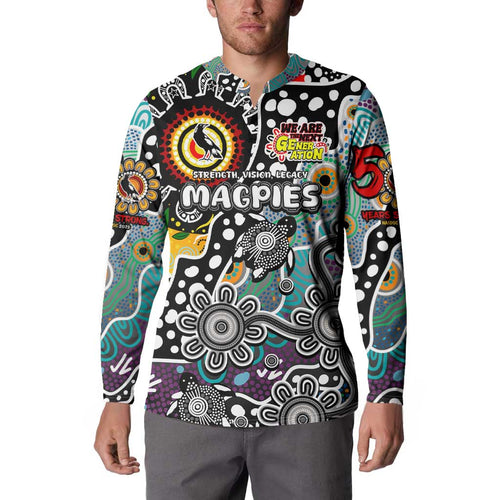 Personalised Magpies AFL Celebrating 50 Years of Naidoc Button Sweatshirt NAIDOC Week 2025 Aboriginal