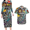 Personalised Magpies AFL Celebrating 50 Years of Naidoc Couples Matching Long Sleeve Bodycon Dress and Hawaiian Shirt NAIDOC Week 2025 Aboriginal