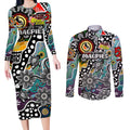 Personalised Magpies AFL Celebrating 50 Years of Naidoc Couples Matching Long Sleeve Bodycon Dress and Long Sleeve Button Shirt NAIDOC Week 2025 Aboriginal