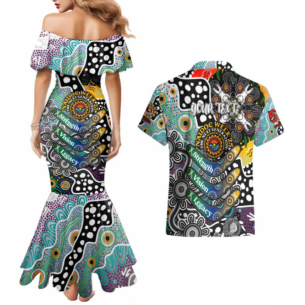 Personalised Magpies AFL Celebrating 50 Years of Naidoc Couples Matching Mermaid Dress and Hawaiian Shirt NAIDOC Week 2025 Aboriginal