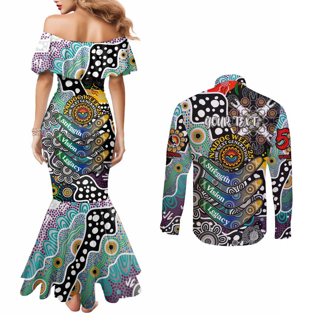 Personalised Magpies AFL Celebrating 50 Years of Naidoc Couples Matching Mermaid Dress and Long Sleeve Button Shirt NAIDOC Week 2025 Aboriginal
