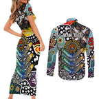 Personalised Magpies AFL Celebrating 50 Years of Naidoc Couples Matching Short Sleeve Bodycon Dress and Long Sleeve Button Shirt NAIDOC Week 2025 Aboriginal
