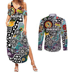 Personalised Magpies AFL Celebrating 50 Years of Naidoc Couples Matching Summer Maxi Dress and Long Sleeve Button Shirt NAIDOC Week 2025 Aboriginal