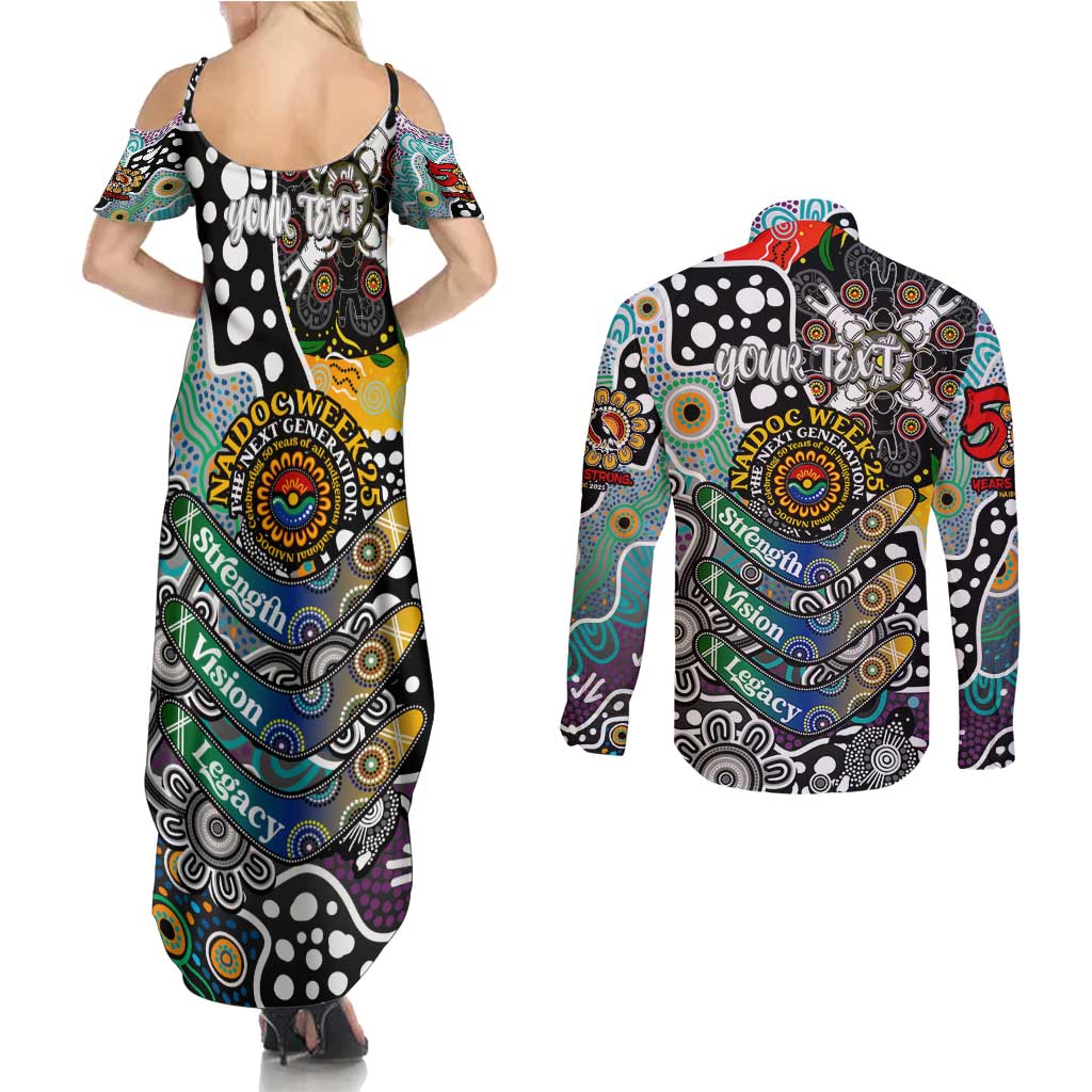 Personalised Magpies AFL Celebrating 50 Years of Naidoc Couples Matching Summer Maxi Dress and Long Sleeve Button Shirt NAIDOC Week 2025 Aboriginal
