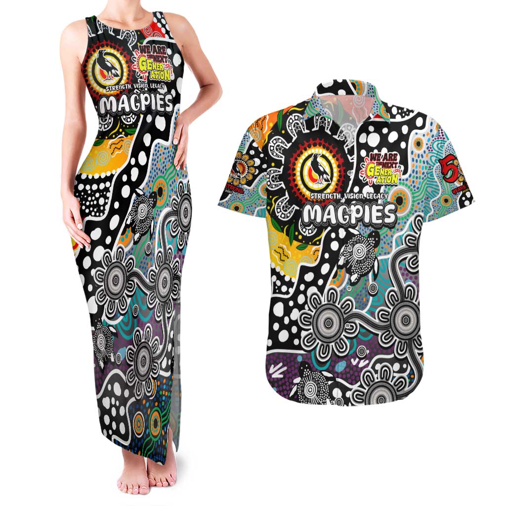 Personalised Magpies AFL Celebrating 50 Years of Naidoc Couples Matching Tank Maxi Dress and Hawaiian Shirt NAIDOC Week 2025 Aboriginal
