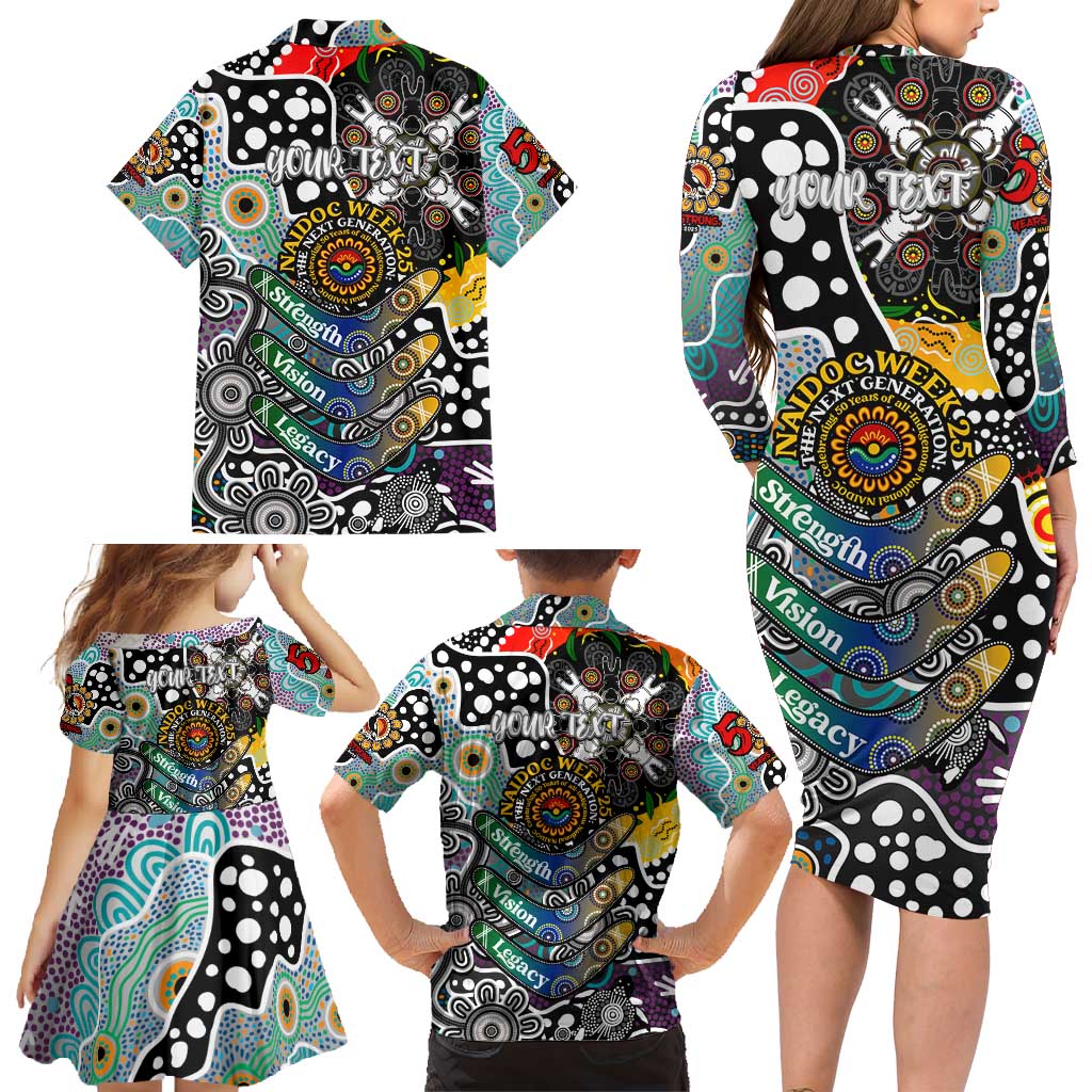 Personalised Magpies AFL Celebrating 50 Years of Naidoc Family Matching Long Sleeve Bodycon Dress and Hawaiian Shirt NAIDOC Week 2025 Aboriginal