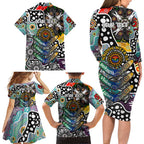 Personalised Magpies AFL Celebrating 50 Years of Naidoc Family Matching Long Sleeve Bodycon Dress and Hawaiian Shirt NAIDOC Week 2025 Aboriginal