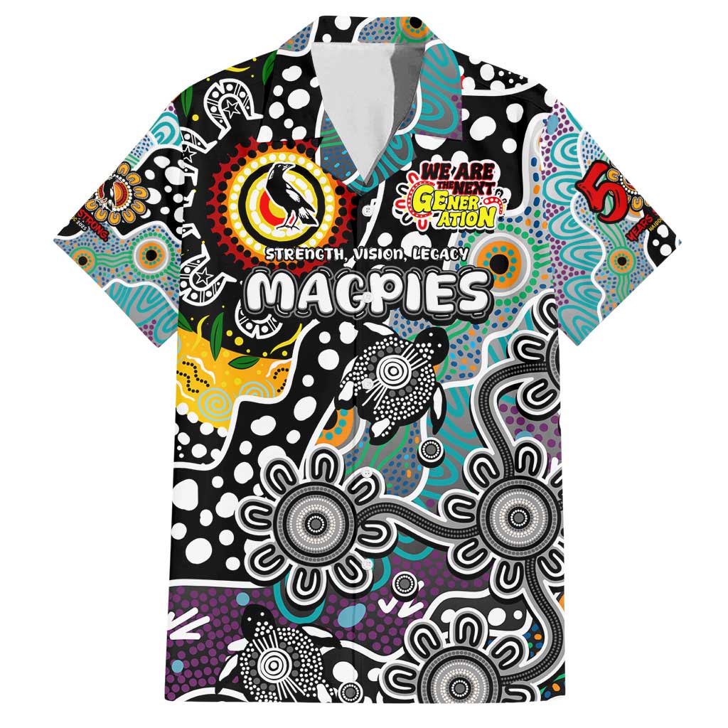 Personalised Magpies AFL Celebrating 50 Years of Naidoc Family Matching Long Sleeve Bodycon Dress and Hawaiian Shirt NAIDOC Week 2025 Aboriginal