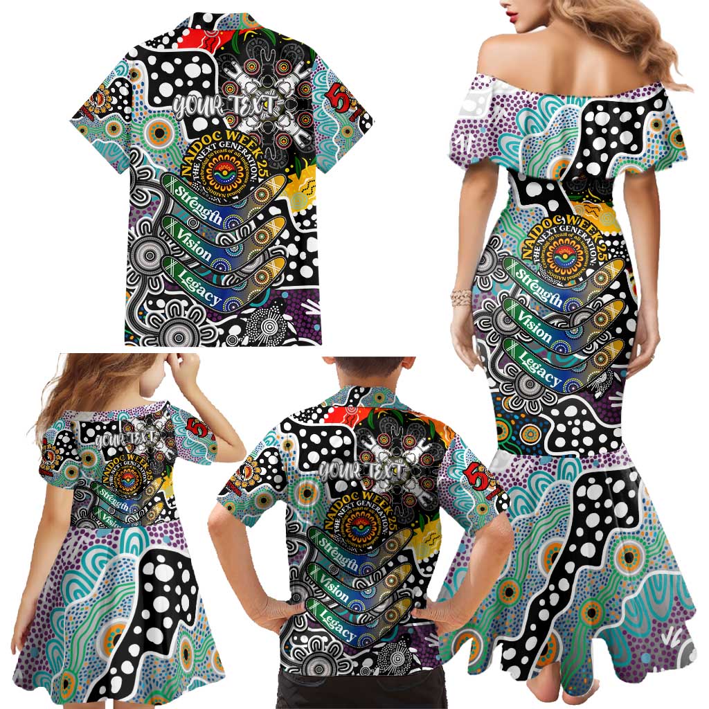 Personalised Magpies AFL Celebrating 50 Years of Naidoc Family Matching Mermaid Dress and Hawaiian Shirt NAIDOC Week 2025 Aboriginal