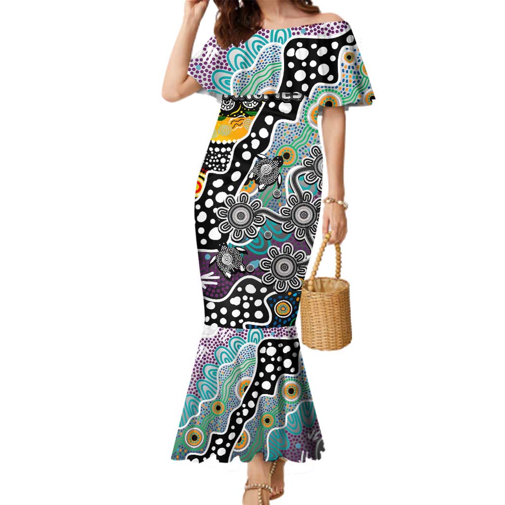 Personalised Magpies AFL Celebrating 50 Years of Naidoc Family Matching Mermaid Dress and Hawaiian Shirt NAIDOC Week 2025 Aboriginal