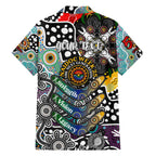Personalised Magpies AFL Celebrating 50 Years of Naidoc Family Matching Off The Shoulder Long Sleeve Dress and Hawaiian Shirt NAIDOC Week 2025 Aboriginal