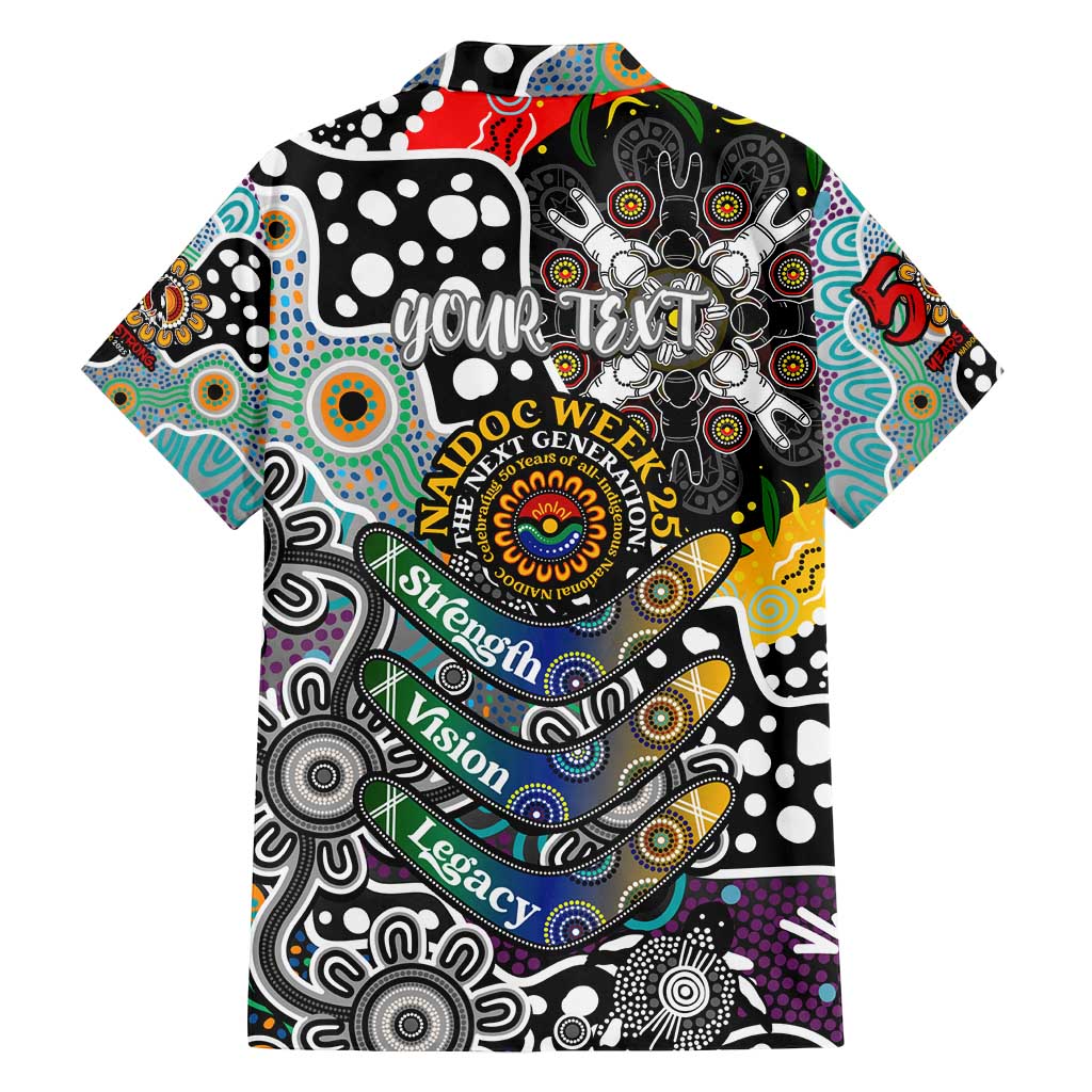 Personalised Magpies AFL Celebrating 50 Years of Naidoc Family Matching Off Shoulder Maxi Dress and Hawaiian Shirt NAIDOC Week 2025 Aboriginal