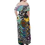 Personalised Magpies AFL Celebrating 50 Years of Naidoc Family Matching Off Shoulder Maxi Dress and Hawaiian Shirt NAIDOC Week 2025 Aboriginal