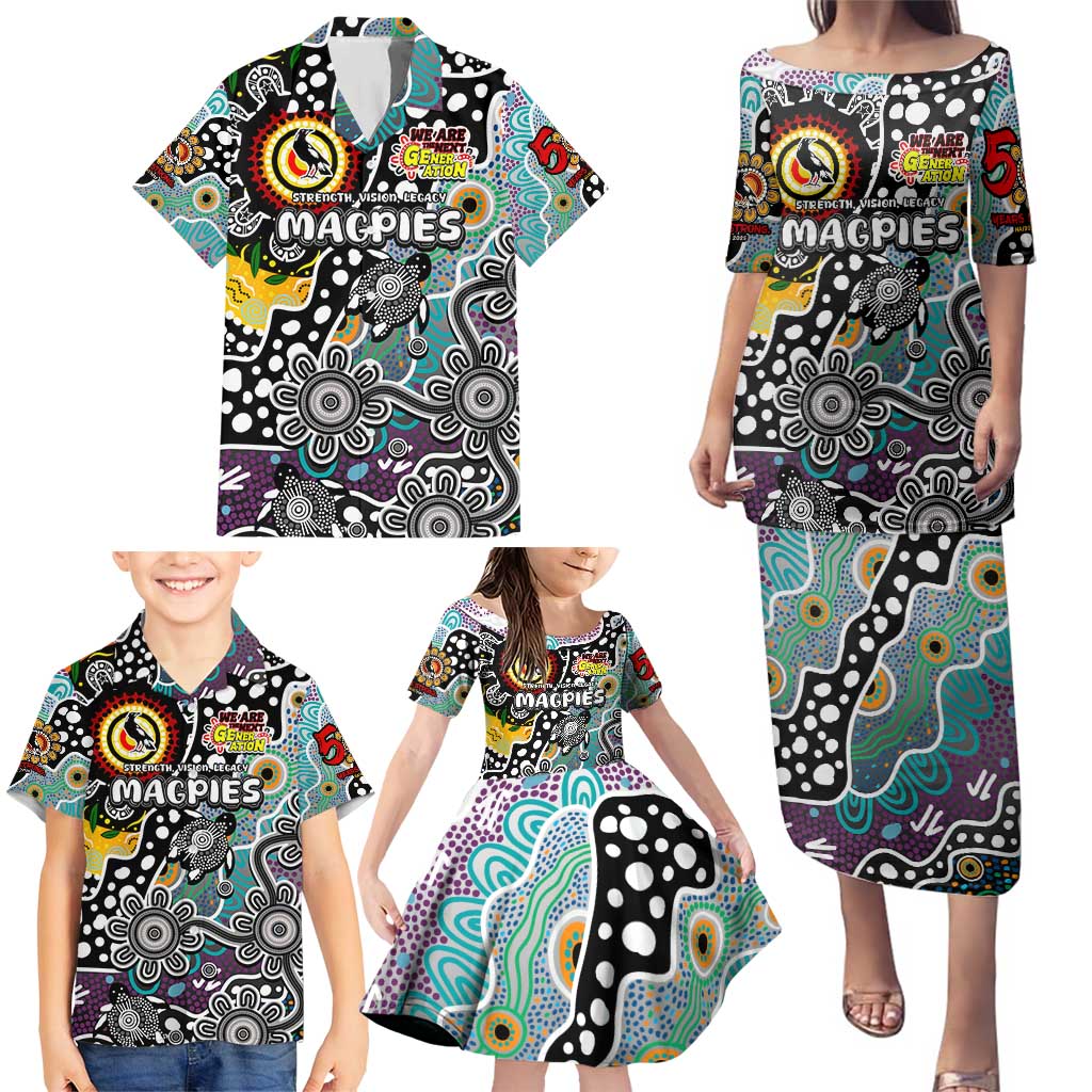 Personalised Magpies AFL Celebrating 50 Years of Naidoc Family Matching Puletasi and Hawaiian Shirt NAIDOC Week 2025 Aboriginal