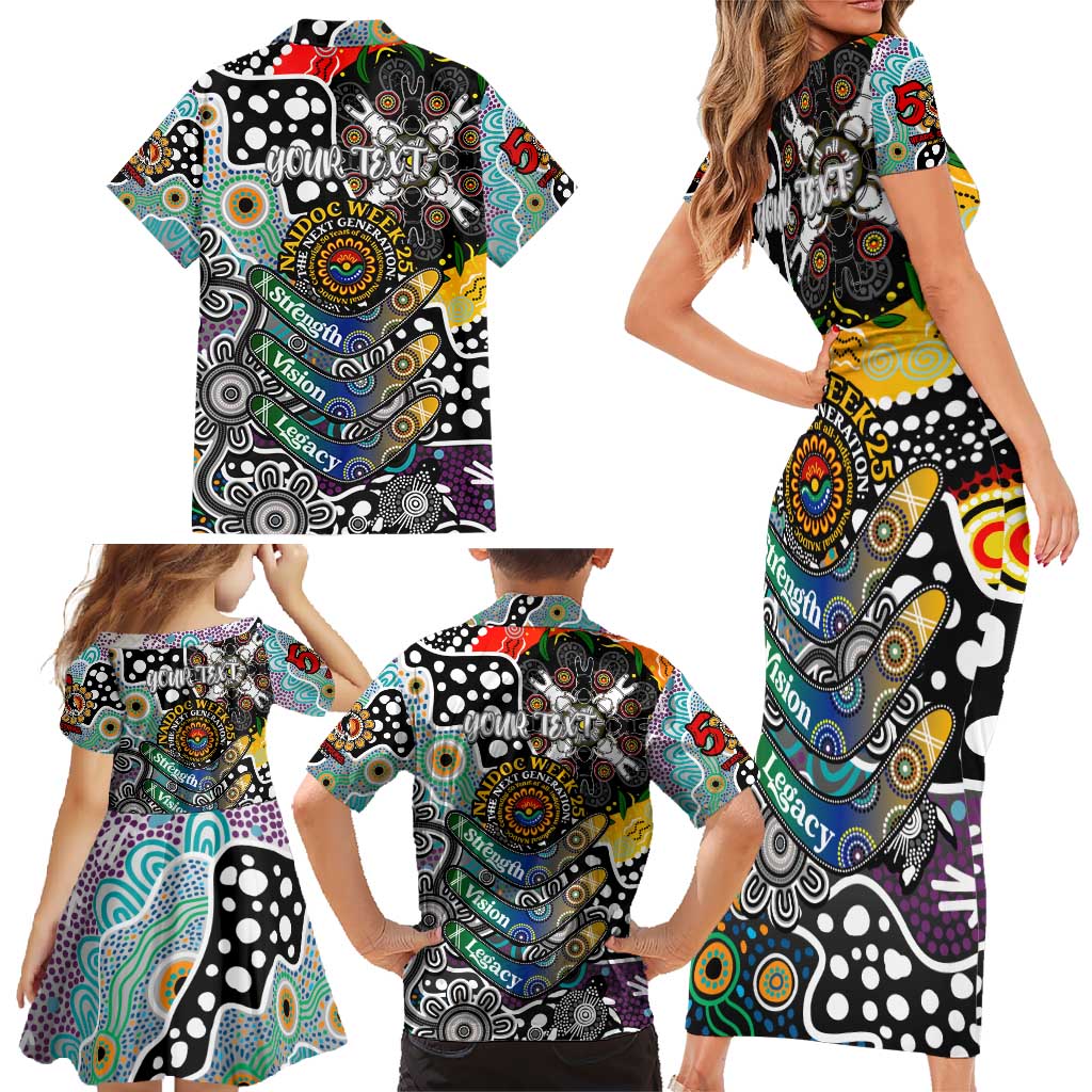 Personalised Magpies AFL Celebrating 50 Years of Naidoc Family Matching Short Sleeve Bodycon Dress and Hawaiian Shirt NAIDOC Week 2025 Aboriginal