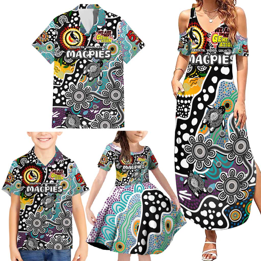 Personalised Magpies AFL Celebrating 50 Years of Naidoc Family Matching Summer Maxi Dress and Hawaiian Shirt NAIDOC Week 2025 Aboriginal