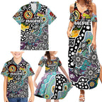 Personalised Magpies AFL Celebrating 50 Years of Naidoc Family Matching Summer Maxi Dress and Hawaiian Shirt NAIDOC Week 2025 Aboriginal